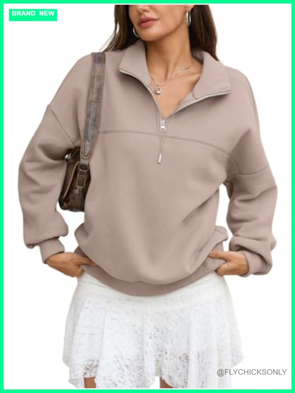 Fleece Quarter Zip Sweatshirt Oversized Long Sleeve Pullover Fall Top